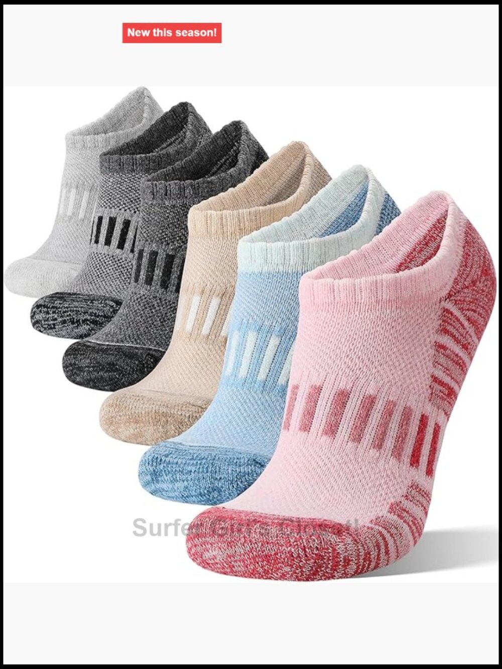 Merino Wool Ankle Athletic Socks Cushioned Breathable for Men Women 6 Pairs